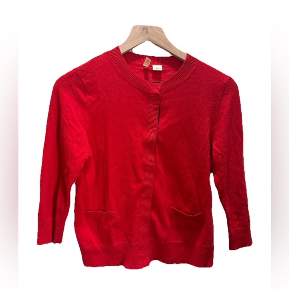 ANTHROPOLOGIE Moth Red Snap Cardigan Sweater size M EUC